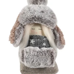 New Gnome Girl with Plush Trapper Hat Christmas Figure - 5.5