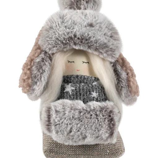 New Gnome Girl with Plush Trapper Hat Christmas Figure - 5.5" Gnomes