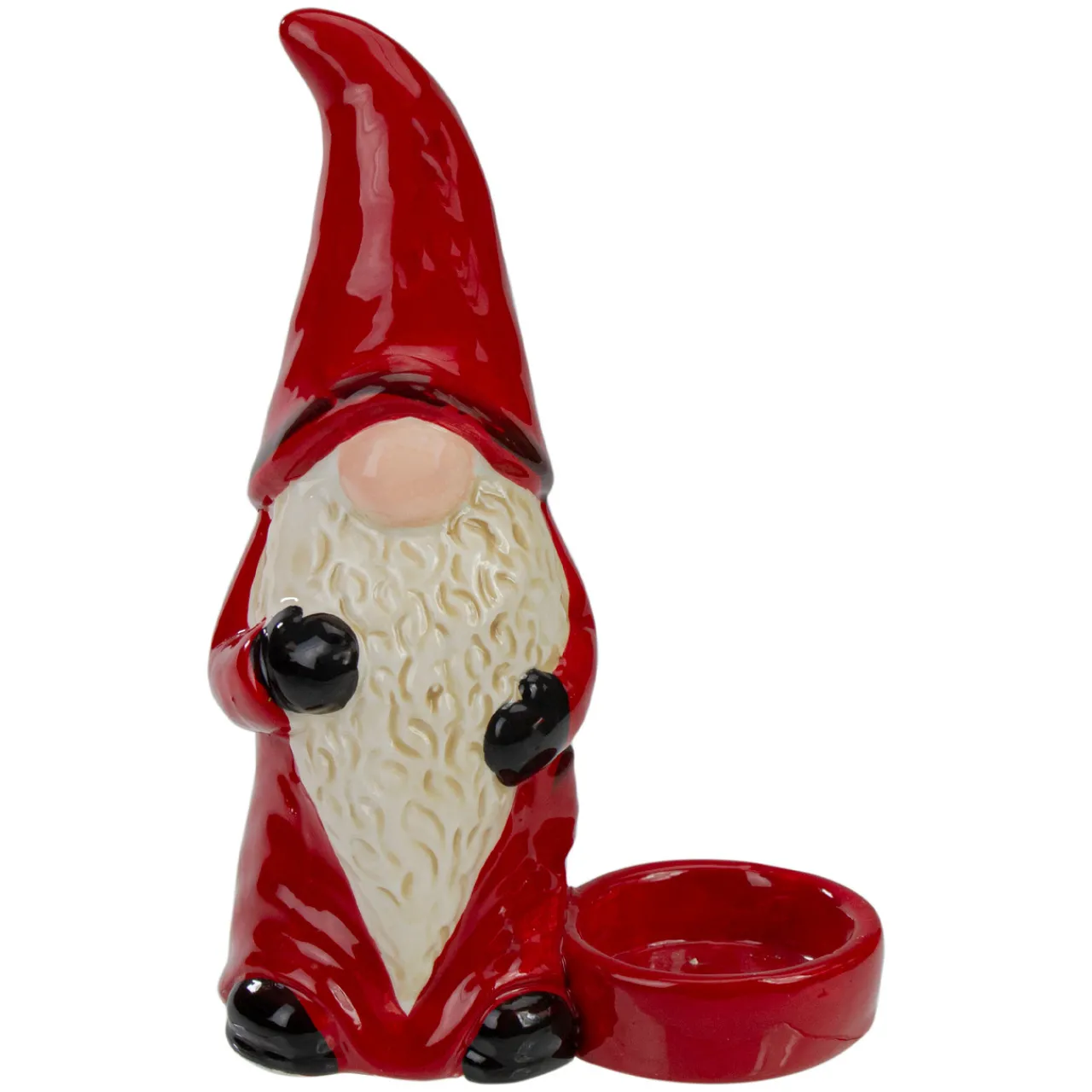 Clearance Gnome Tea Light Christmas Candle Holder - 7" - Red and Black Candles