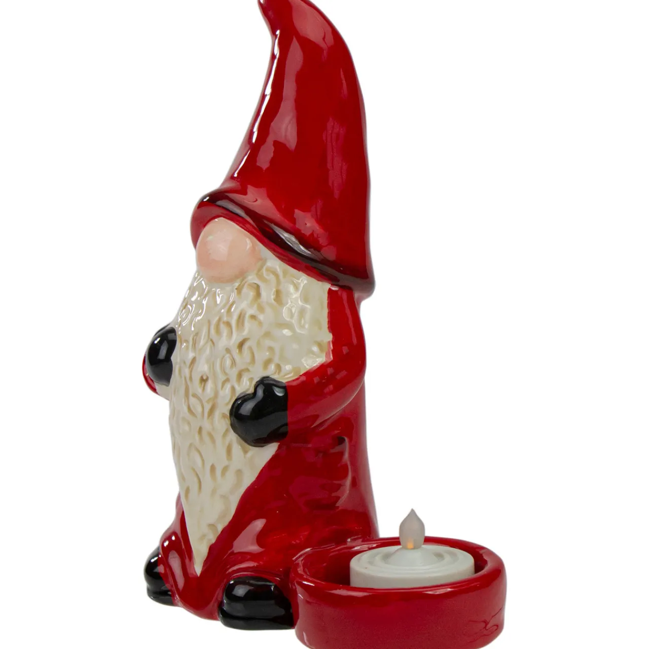 Clearance Gnome Tea Light Christmas Candle Holder - 7" - Red and Black Candles