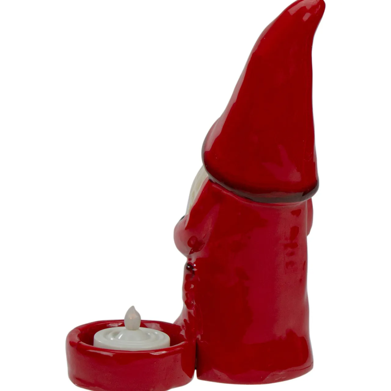 Clearance Gnome Tea Light Christmas Candle Holder - 7" - Red and Black Candles