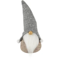 Gnome with Knitted Pom Pom Hat Christmas Figure - 9" - Beige Gnomes