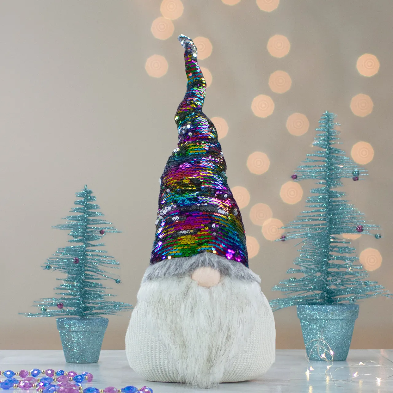 Discount Gnome with Rainbow Flip Sequin Hat Christmas Decoration - 24" Gnomes