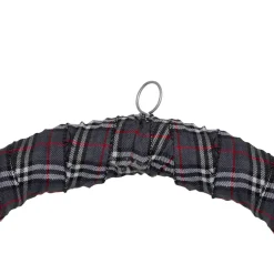 Gray and Red Plaid Artificial Christmas Wreath with Red Berries - 24-Inch, Unlit Pre Decorated