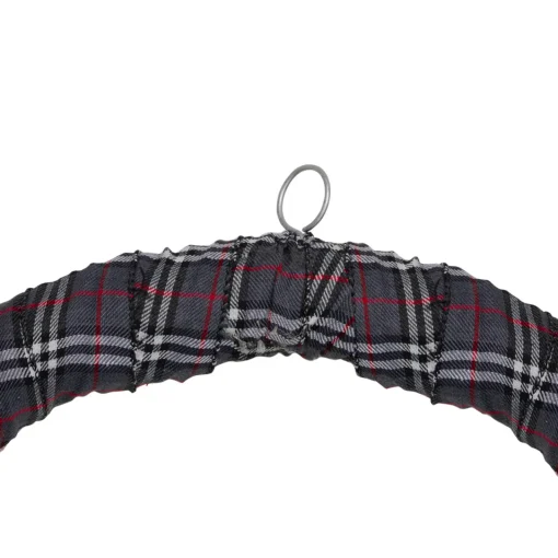 Gray and Red Plaid Artificial Christmas Wreath with Red Berries - 24-Inch, Unlit Pre Decorated