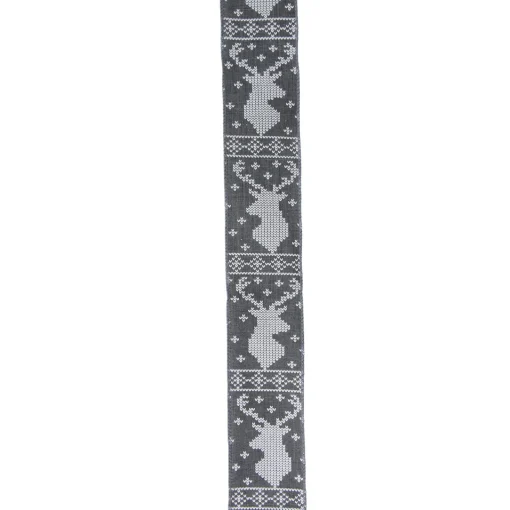 Outlet Gray and White Nordic Reindeer Christmas Wired Craft Ribbon 2.5" x 16 Yards Ribbons & Bows