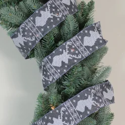 Outlet Gray and White Nordic Reindeer Christmas Wired Craft Ribbon 2.5" x 16 Yards Ribbons & Bows