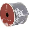 Outlet Gray and White Shimmering Snowflakes Wired Craft Christmas Ribbon 2.5" x 10 Yards Ribbons & Bows