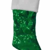 Best Green & White Satin Sequin & Faux Fur Christmas Stocking Stockings
