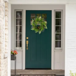 Clearance Green and Brown Foliage Artificial Spring Wreath with Nest - 24