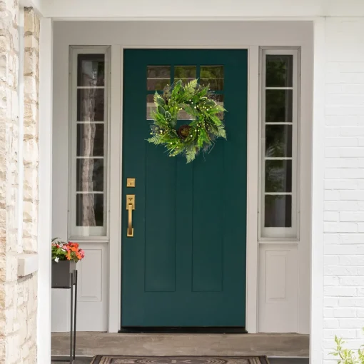 Clearance Green and Brown Foliage Artificial Spring Wreath with Nest - 24" - Unlit Unlit