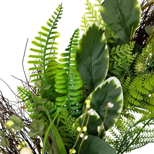 Clearance Green and Brown Foliage Artificial Spring Wreath with Nest - 24" - Unlit Unlit