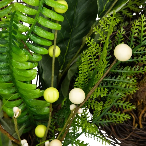 Clearance Green and Brown Foliage Artificial Spring Wreath with Nest - 24" - Unlit Unlit
