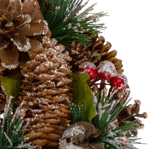 Outlet Green and Brown Frosted Pinecones and Bells Christmas Wreath - 13" Unlit Unlit