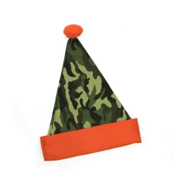 Sale Green and Orange Camouflage Unisex Adult Christmas Santa Hat Costume Accessory - One Size Costumes