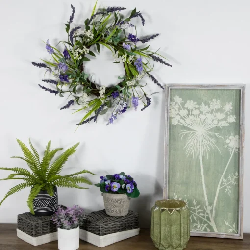 Online Green and Purple Twig Artificial Floral Wreath, 16-Inch - Unlit Unlit
