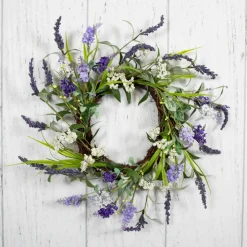 Online Green and Purple Twig Artificial Floral Wreath, 16-Inch - Unlit Unlit