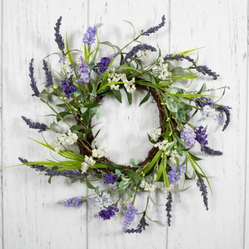 Online Green and Purple Twig Artificial Floral Wreath, 16-Inch - Unlit Unlit