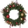 Clearance Green Mixed Foliage and Ornaments Artificial Christmas Wreath - 30" - Unlit Pre Decorated