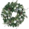 Outlet Green Pine Artificial Christmas Wreath with Berries and Iridescent Ornaments, 24-Inch Unlit
