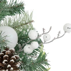 Outlet Green Pine Artificial Christmas Wreath with Berries and Iridescent Ornaments, 24-Inch Unlit