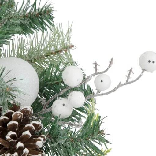 Outlet Green Pine Artificial Christmas Wreath with Berries and Iridescent Ornaments, 24-Inch Unlit