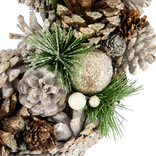Clearance Green Pine Needle and Pinecone Artificial Christmas Wreath, 13.5-Inch, Unlit Unlit