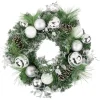 Sale Green Pine Needle Wreath with Pinecones and Christmas Ornaments, 24-Inch, Unlit Unlit