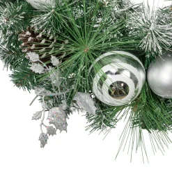 Sale Green Pine Needle Wreath with Pinecones and Christmas Ornaments, 24-Inch, Unlit Unlit