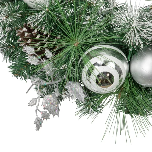 Sale Green Pine Needle Wreath with Pinecones and Christmas Ornaments, 24-Inch, Unlit Unlit