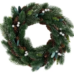 Online Green Pine, Pinecone with Berries Artificial Christmas Wreath, 14", Unlit Unlit