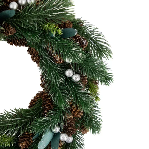 Online Green Pine, Pinecone with Berries Artificial Christmas Wreath, 14", Unlit Unlit