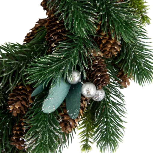 Online Green Pine, Pinecone with Berries Artificial Christmas Wreath, 14", Unlit Unlit