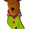 Clearance Green Pom Pom Star Reindeer Face Christmas Stocking Stockings