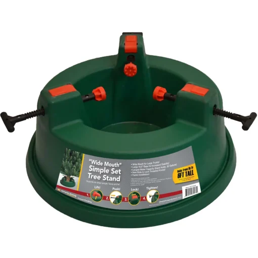 Outlet Green Wide Mouth Simple Set Live Christmas Tree Stand - Holds Trees up to 6ft Metal|Plastic