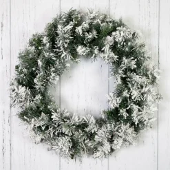 Best Heavily Flocked Pine Artificial Christmas Wreath - 24