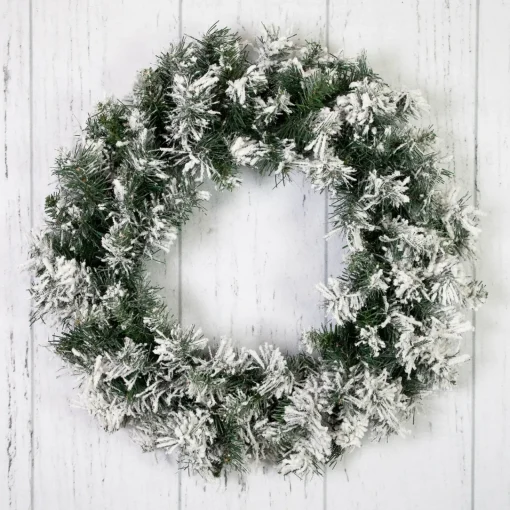Best Heavily Flocked Pine Artificial Christmas Wreath - 24" - Unlit Unlit