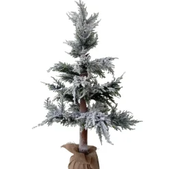 Outlet Heavily Flocked Pine Christmas Tree in Natural Jute Base - 35.25" Flocked