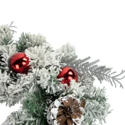 Clearance Heavily Flocked Pine with Ornaments Artificial Christmas Wreath - 24" - Unlit Unlit