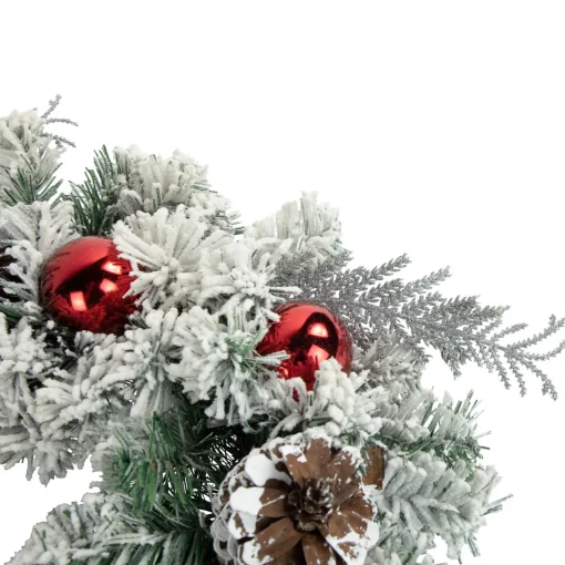 Clearance Heavily Flocked Pine with Ornaments Artificial Christmas Wreath - 24" - Unlit Unlit