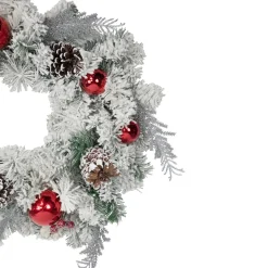 Clearance Heavily Flocked Pine with Ornaments Artificial Christmas Wreath - 24