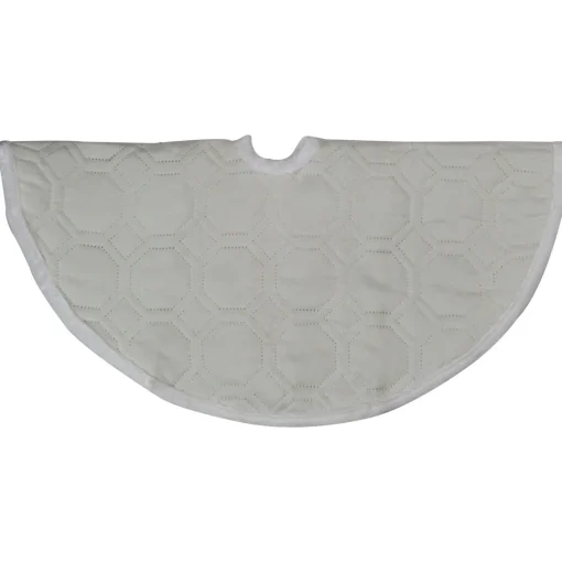 Clearance Hexagon Quilted Pattern Christmas Tree Skirt - 18" - Off-White Cloth|Metal