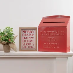 Outlet Holiday Slogans Wooden Christmas Plaques - 8" - Red and White - Set of 2 Wall