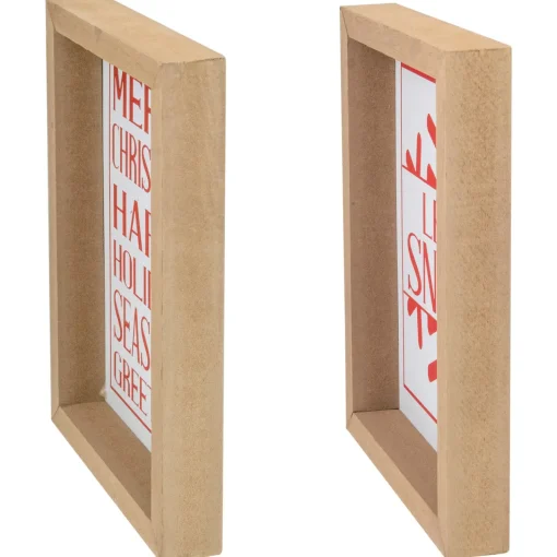Outlet Holiday Slogans Wooden Christmas Plaques - 8" - Red and White - Set of 2 Wall