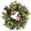 Outlet Holly and Berries, Frosted Thistle and Pine Artificial Christmas Wreath - 24" - Unlit Unlit