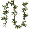Holly Berries and Pine Artificial Christmas Garland - 6' - Unlit Pre Decorated