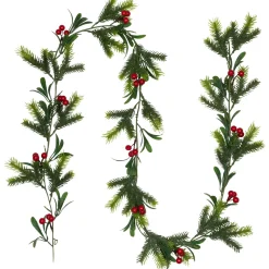 Holly Berries and Pine Artificial Christmas Garland - 6' - Unlit Pre Decorated