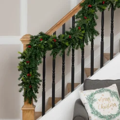 Holly Berries and Pine Artificial Christmas Garland - 6' - Unlit Pre Decorated