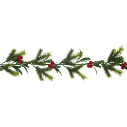 Holly Berries and Pine Artificial Christmas Garland - 6' - Unlit Pre Decorated