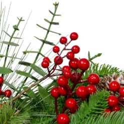 Online Holly Berries and Snowy Pinecones Artificial Christmas Wreath - 24" - Unlit Unlit